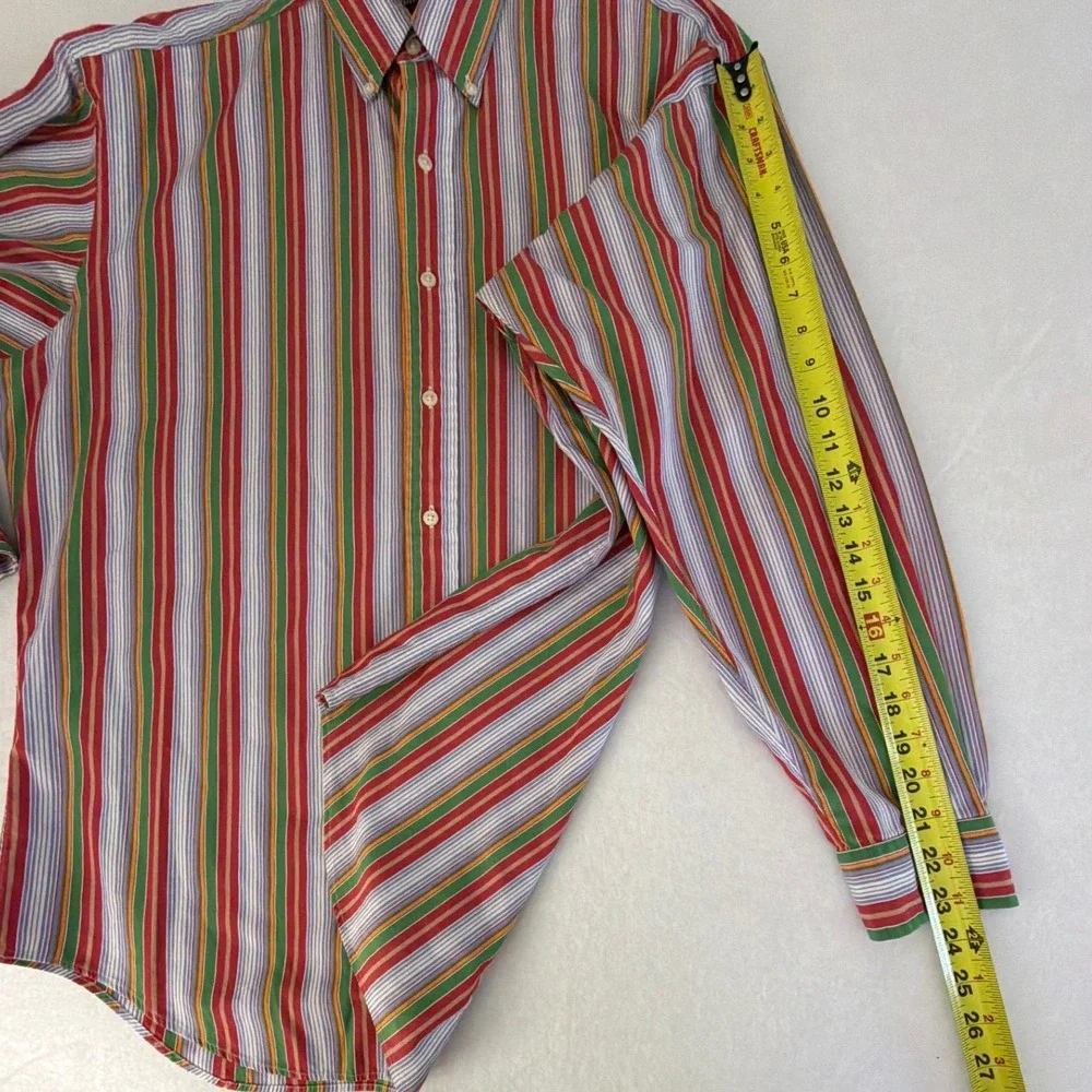 Ralph Lauren Blake Mens Medium Multi Color Vertical Stripe Cotton Button Down